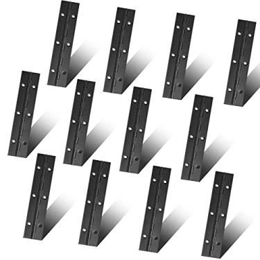 Imagem de Pacote com 12 dobradiças de piano de 15 cm, dobradiça contínua para serviço pesado com furos para armários barcos porta marítima, aço inoxidável 304, espessura da folha, 3,5 cm de largura aberta
