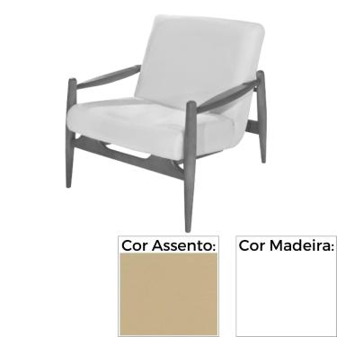 Imagem de Poltrona MH-3710 Herval Madeira Loca Fosca Branca Assento Estofado Bege G6