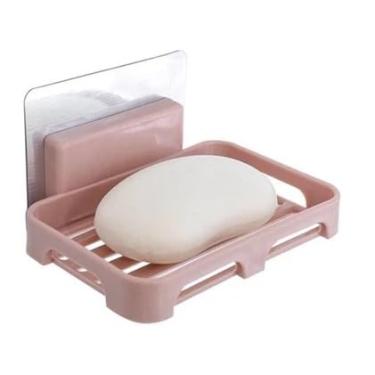 Imagem de Saboneteira com Ventosa Fixação Segura - Design em Folha Natural para Banheiro, Viagem e Bebê | Porta Sabonete com Dreno Automático e Base Antiderrapante(2,Rosa)