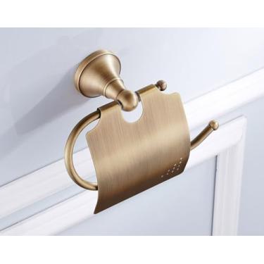 Imagem de Conjunto de banheiro antigo - Suporte para secador de cabelo, prateleira para toalhas e saboneteira | Ferragens de 6 peças, suporte para papel