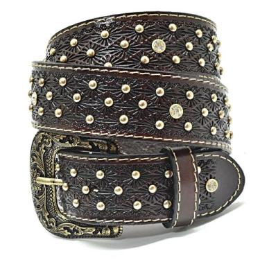 Imagem de Cinto Country Feminino Em Couro Atrevidus Com Strass/cravo Primavera -