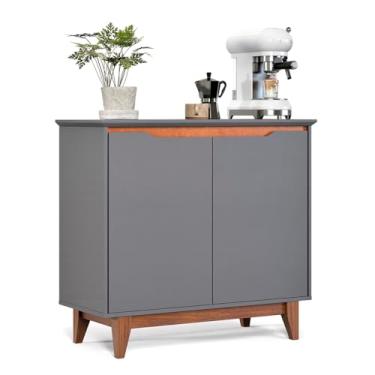 Imagem de Aparador Buffet Flow 2 Portas com Pés de Madeira Maciça (CInza)