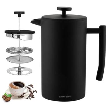 Imagem de KLEMING COFFEE |Cafeteira de Prensa Francesa com Parede Dupla em Aço Inoxidável,700 ml, Térmica, 60 MinutosTempo de Preservação do Calor, Filtragem Perfeita, Aço Inox 304 Preta
