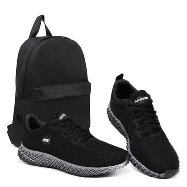 Imagem de Tênis Masculino Ascension Ghost 2 + Mochila Basica leve, Macio e Confortável – Para Caminhada, Corrida, Academia e Uso Diário | Estilo Esportivo e Urbano (Preto e Cinza, BR, Adulto, Numérico, 34)