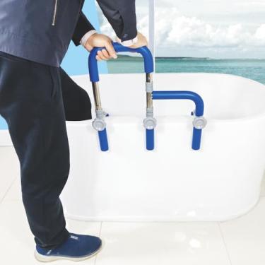 Imagem de Barras de apoio de aço inoxidável 304 para banheiras e chuveiros, trilho de segurança ajustável para idosos, barra de apoio de banheira resistente e durável, braçadeira de alça de banheira de