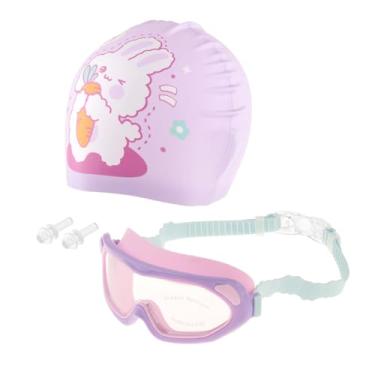 Imagem de simhoa Óculos de natação para crianças, touca de natação à prova d'água, à prova de vazamentos, óculos confortáveis ​​para em piscina, mergulho com, Roxo
