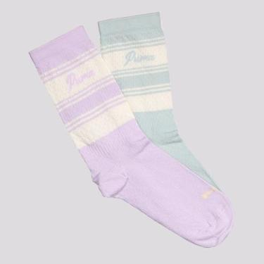 Imagem de Kit Meia Puma Cano Longo 2 Pares Feminina Lilás e Verde, 34-39