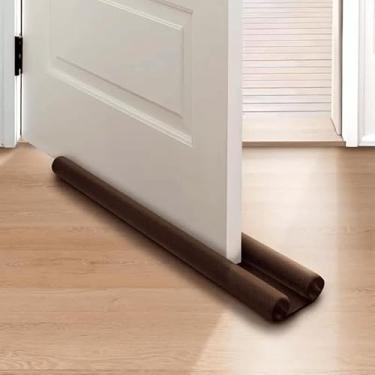 Imagem de Veda Porta Rolinho em Tecido Protetor Duplo – Isolamento Térmico e Acústico Protege Contra Insetos e Luz - 80 cm Marrom Preto (Marrom, 80 cm)