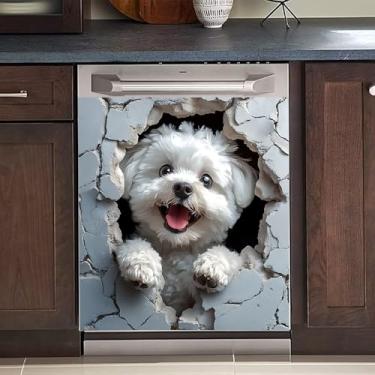 Imagem de Adesivo magnético para lava-louças, capa reutilizável para painel de geladeira e lavadora - Adesivo decorativo fácil de aparar 58 cm L x 66 cm A para eletrodomésticos (Cães, 58 cm x 66 cm)
