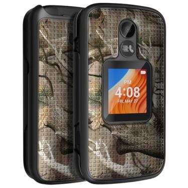 Imagem de Capa para telefone Alcatel TCL Flip 2 (2022), NakedcellPhone [camuflagem ao ar livre] Capa protetora rígida fina para T408DL / TFALT408DCP - Design camuflado de madeira real com folha de árvore
