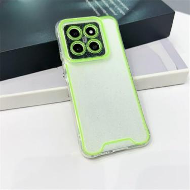 Imagem de Capa de silicone transparente com glitter luminoso neon para Xiaomi 14 13 Pro 14Pro 13Pro, proteção de câmera, capa traseira macia à prova de choque, verde, para Xiaomi 14 Pro