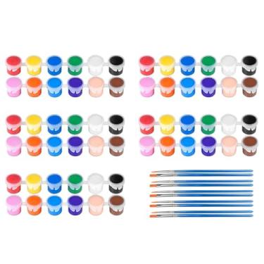 Imagem de Pacote com 5 mini conjunto de tinta acrílica, tiras de tintas acrílicas de 12 cores para crianças e adultos, kit de pintura infantil com 70 unidades, armazenamento de tiras de recipientes, perfeito