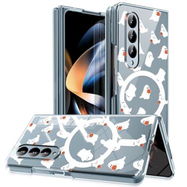 Imagem de MIDIIUGCT Capa magnética para Galaxy Z Fold 4, círculo magnético integrado e carregamento sem fio, capa à prova de choque de grau militar para Z Fold 4 [Little Ghosts] MUS-CXDZ-06-03