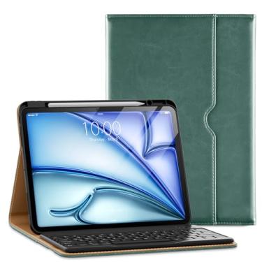 Imagem de VIKESI Capa com teclado para iPad Pro de 13 polegadas M4 lançada em 2024, capa inteligente de couro premium, luz de respiração integrada, fileira de funções, suporte de lápis, compartimentos para