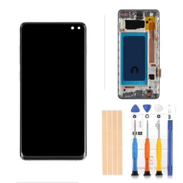 Imagem de Qvouaw TFT LCD para Samsung Galaxy S10+ Plus G975 Tela digitalizadora Touch Assembly Display LCD de substituição G975F/DS G975U G975W 6,4 polegadas com moldura prateada