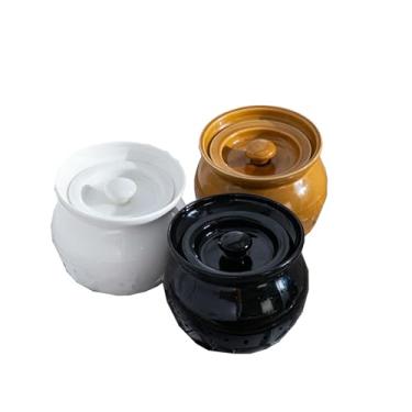 Imagem de Xícara de ensopado à prova d'água de cerâmica resistente a altas temperaturas simples e requintada para uso doméstico chinês, conjunto de três peças [marrom, branco, preto]