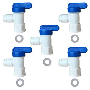 Imagem de ESHIONG Válvula esférica de tanque de cotovelo push to 1/10.2 cm FNPT a 1/10.2 cm para filtro de água RO (osmose reversa), acessórios RO de conexão rápida de plástico com certificação NSF (5 peças)