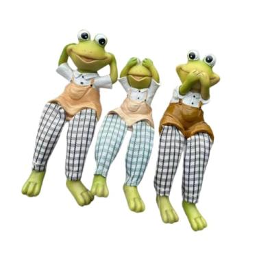 Imagem de IEUDNS 3x Estátuas de Jardim de Sapos Sentado, Coleção de Figuras de Família de Sapos, Estante de Esculturas de Animais, Estatuetas de Pernas Longas para