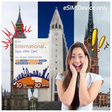 Imagem de gtesim Europa Esim: Dados De Alta Velocidade 10 Gb, Plano Pré-Pago 30 Dias Para 40 Países, Sem Contrato, Cartão Sim, Suporte A Hotspot, Cobre Reino Unido, França, Alemanha, Itália E Muito Mais