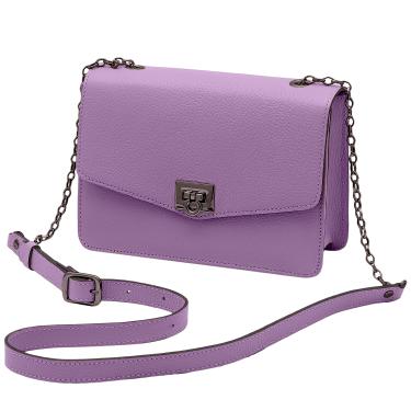 Imagem de Mariart Margarida Bolsa Transversal Feminina de Couro Bovino Legítimo (Violeta)