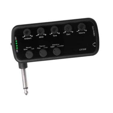 Imagem de Colaxi Amplificador de fone de ouvido para graves integrado, 3 efeitos, silencioso, compacto, USB, recarregável, plug and play para prática, gravação em