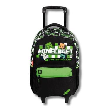 Imagem de Mochilete Minecraft Creeper Infantil Escolar Rodinhas Preta - Sestini