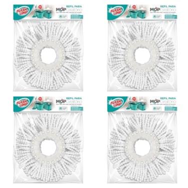 Imagem de Kit 4 Refil Microfibra 16cm para Mop Giratório Esfregão Pró 3 em 1 360 Flash Limp RMOP8210