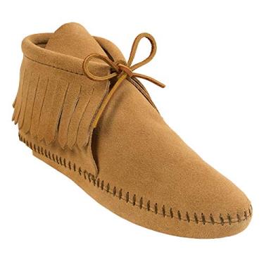 Imagem de Minnetonka Bota feminina clássica de couro macio com franjas, Sola macia caramelo, 34