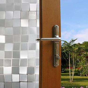 Imagem de Mingzhe Filmes de Janela Livre de Energia Elétrica Estática Filmes de Sombreamento de Sombreamento para Superfícies de Vidro Liso da Sala de Estar do Quarto do Banheiro (3D Mosaico grande)