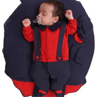 Imagem de Saída de Maternidade Menino Aconchego Suspensório Noah Vermelho 04 Peç