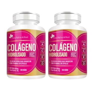 Imagem de Kit 2x Colágeno Hidrolisado Vitaminas A C E D 60 Capsulas 400mg Flora 