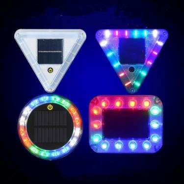 Imagem de Luz de LED solar intermitente noturna, cores de luz fortes, adequada para bicicletas, motocicletas, caminhões, triciclos... (triângulo de instalação de parafuso)