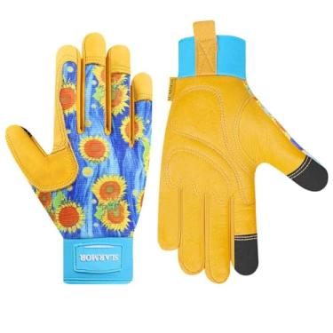 Imagem de SLARMOR Luvas De Couro Para Jardinagem Mulheres - Trabalho À Prova Espinhos Com Tela Sensível Ao Toque Capinar, Cavar, Plantar, Podar, Jardim Tamanho Pequeno