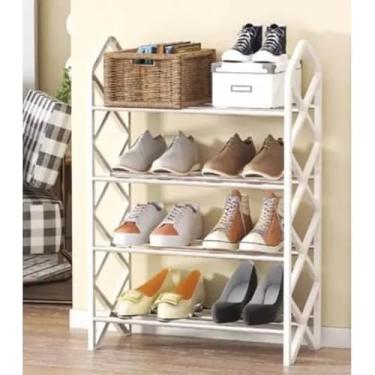 Imagem de Sapateira Organizador Porta Sapatos 8 Pares 4 Andares Para Quarto Hall de Entrada Multiuso Livros Tênis (BRANCO)