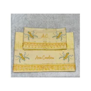 Imagem de Jogo toalha de banho e rosto bordadas com nome, acabamento em gripir -