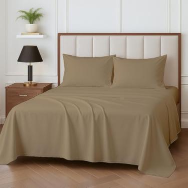 Imagem de Rajlinen Jogo de cama casal GG - roupa de cama de luxo ultra macia, luxuoso conjunto de lençóis de microfibra, resistente a rugas, lençol com elástico profundo de 38 cm, refrescante e respirável