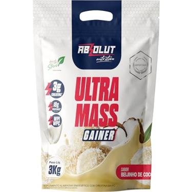 Imagem de Absolut Nutrition, Hipercalórico com creatina, proteína, WPI e WPC, Sabor beijinho de coco, Ultra Mass Gainer, 3 kilos