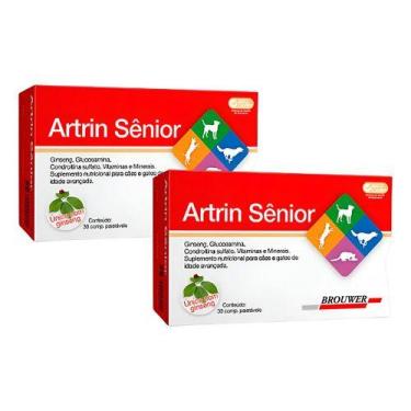 Imagem de 2 Artrin Sênior Ginseng Suplemento Cães Idosos 30 Comp Kit - Brouwer
