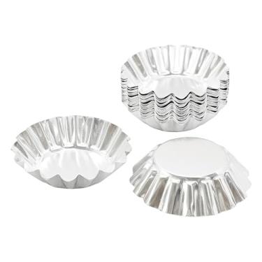 Imagem de pson 20 formas de torta de ovo de 7 cm, mini formas de torta de alumínio antiaderente para assar, tortas, cupcakes, muffins, pudim e sobremesas
