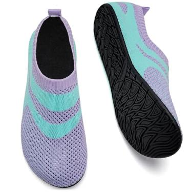 Imagem de WateLves Sapatos aquáticos para mulheres e homens descalços meias de viagem para casa meias aquáticas de secagem rápida para praia, natação, pilates, ioga, dança, acampamento, itens essenciais, Roxo