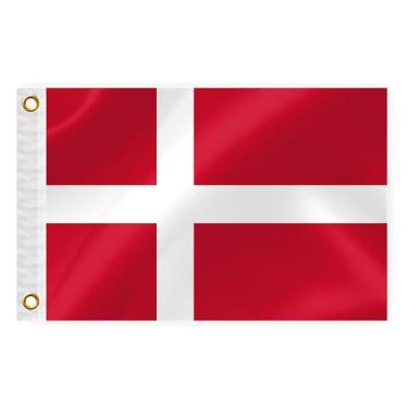 Imagem de Bandeira náutica de barco da Dinamarca 30,5 x 45,7 cm bandeira marinha dupla face de nylon pequeno iate vela pontão ATV bicicleta caminhão motocicleta bandeira com 2 ilhós de latão