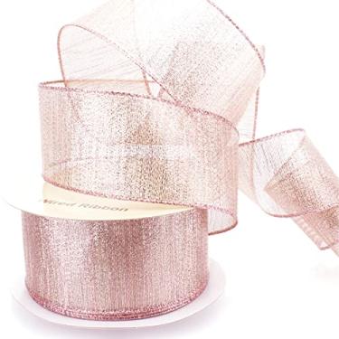 Imagem de Ribbon Traditions Fita metálica ouro rosa com fio 6,8 cm por 10 jardas