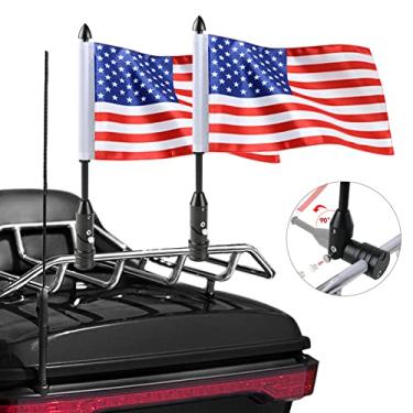 Imagem de Suporte de mastro de bandeira de motocicleta ajustável dobrável 90° com suporte de mastro americano adequado para bagageiro redondo de 1,27 cm para Harley Touring Honda Goldwing CB VTX CBR Yamaha etc.