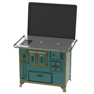 Imagem de Fogao a Lenha Venax GII n 2 Renaissance Turquesa Cald SE