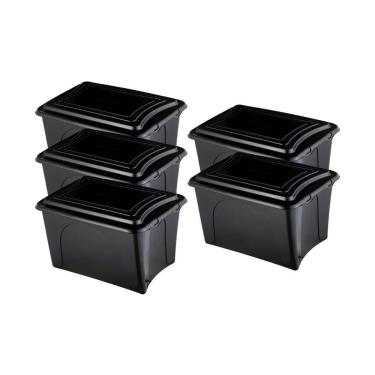 Imagem de Kit 5 Caixas Plásticas Organizadoras 50l Eco Preto
