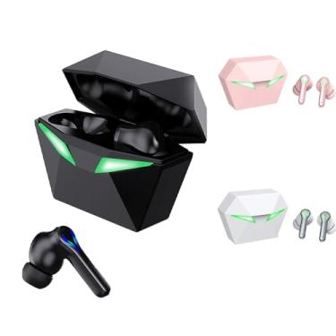 Imagem de H'MASTON Fone de Ouvido Bluetooth TWS 5.3 Fone Sem Fio Gamer com Microfone Cancelamento de Ruído com Led Luz RS-30 (PRETO1)