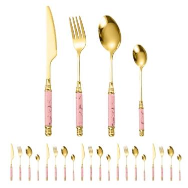 Imagem de Conjunto de Talheres para Casa 24 Peças - Kit Completo em Aço Inoxidável com Facas, Garfos e Colheres Duplas