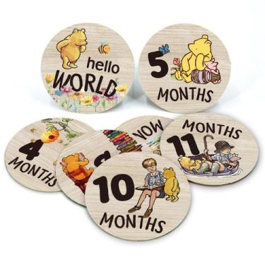 Imagem de Cartões Milestone mensais de madeira PAMBO Baby Bear de 1 a 12 meses