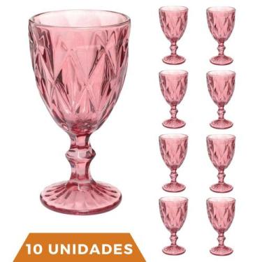 Imagem de Taças Diamante Copos Vidro Lilás Bico De Jaca 300ml 10 Unidades - QUAL