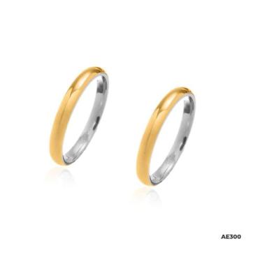 Imagem de Par de Alianças Gaya encapadas em Ouro 18k com 3mm de largura - JoiaUn